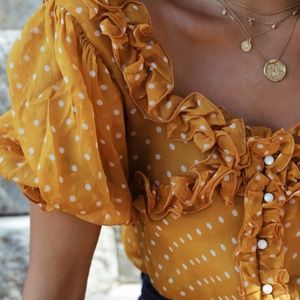 Sezane Wood Top in Printed Seas Saffron